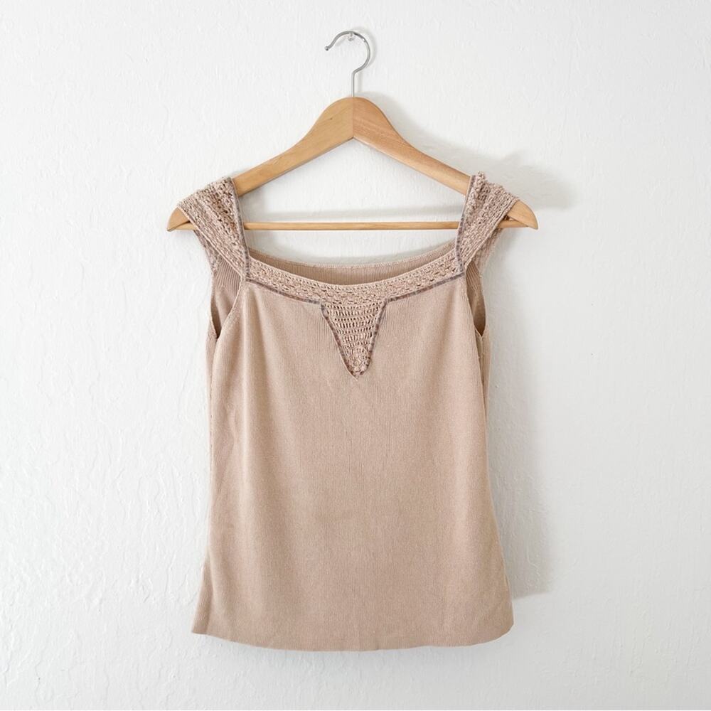 Vintage Crochet Beaded Short Sleeve Top